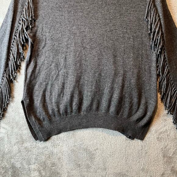 Yoana Baraschi Fringe Crewneck Sweater Wool Cashmere Blend Sz XS Gray Rodeo - Picture 7 of 7